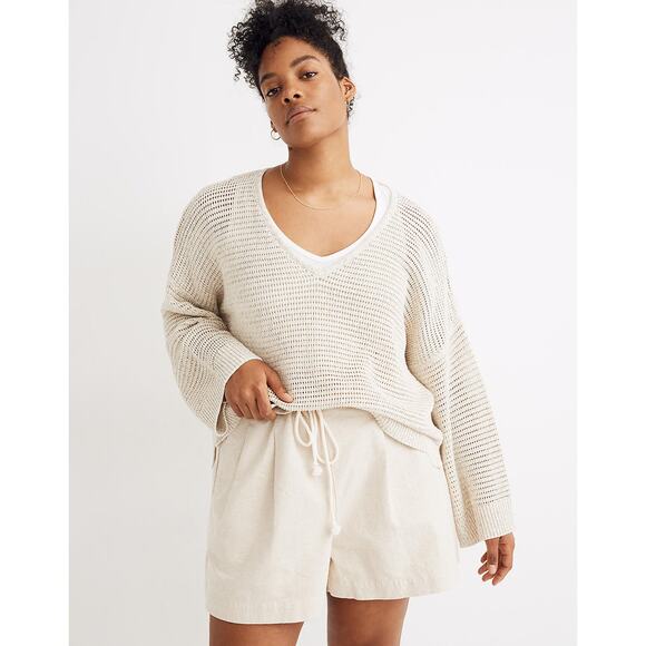 Madewell Small S Rainbow Marled Seville Pullover Sweater V Neck Cotton Boxy Fit - Picture 10 of 11